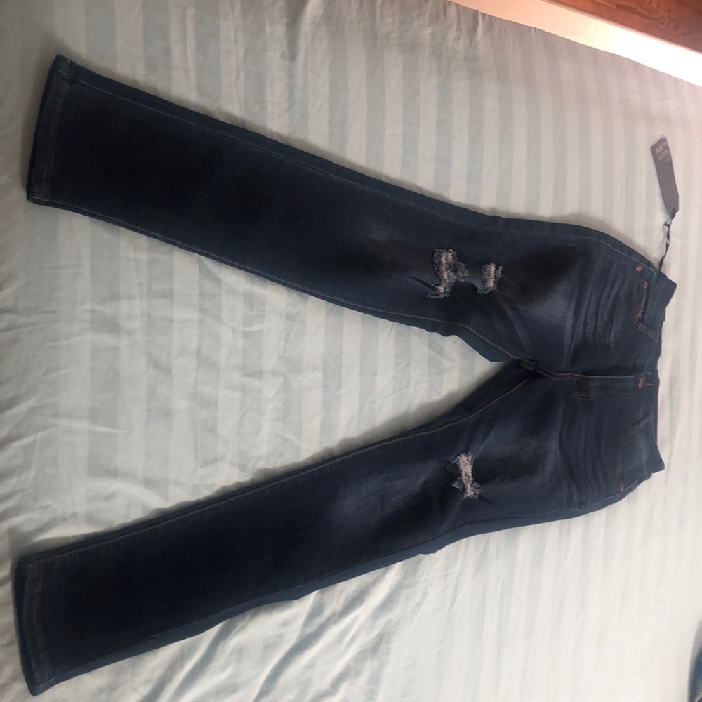 High rise dark denim jeans
